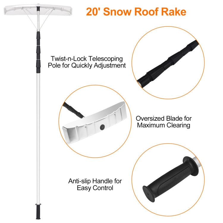 Large Poly Blade: The large poly blade, measuring 25" × 6" inches, allows you to scoop away substantial amounts of snow in one go. Get your cleanup done in no time at all with the efficiency of our Telescopic Snow Shovel!