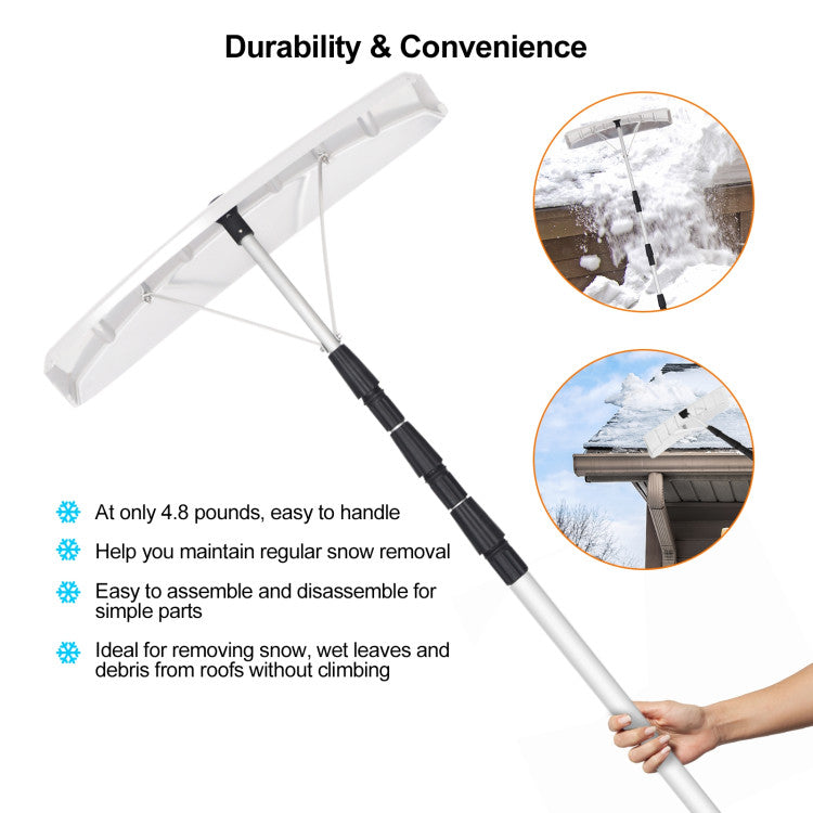 Built to Last: Crafted with a sturdy triangular structure between the pole and the head, our snow rake boasts a durable and reliable design. The corrosion-resistant aluminum construction ensures longevity, making it a trustworthy companion for years of snow removal.