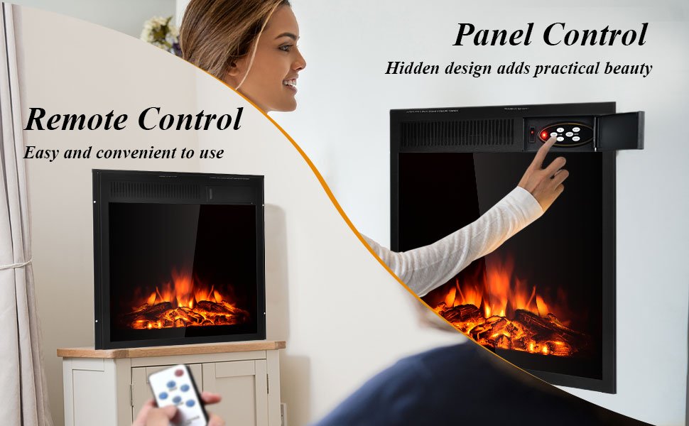 Wireless Remote Control: It comes with a remote control for your convenience. The heat mode, flame brightness, and speed setting can easily be adjusted to the best fit with a remote control or touch screen.