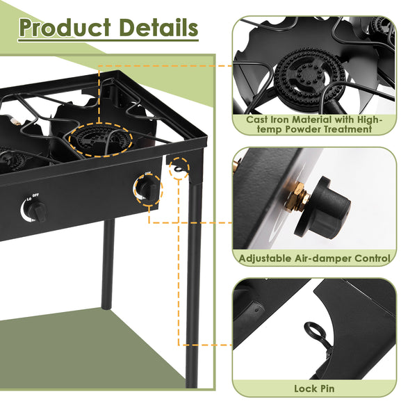 Robust Construction: Crafted from durable cast iron, this item is built to withstand heavy-duty use. Its powder coating adds a layer of waterproofing and rust resistance, ensuring long-lasting performance. With its sturdy design, you can use it right away without any complicated setup process.