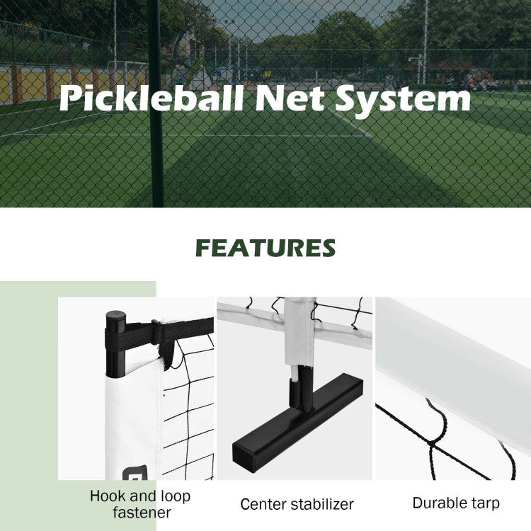 Exceptional Quality: Crafted with a 25mm powder-coated steel frame, this rust-proof structure ensures longevity. The tear-resistant net is made from resilient polyester, and the fiberglass middle post support enhances stability, providing a durable solution for intense gameplay.