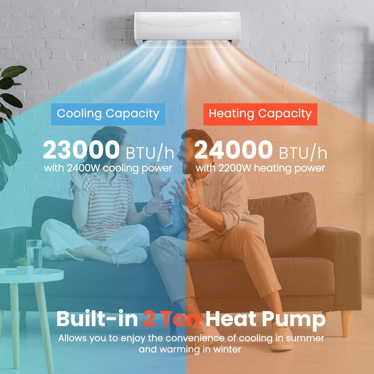 Energy-Saving Cooling and Heating: This split AC unit features a powerful compressor and a 2-ton heat pump, offering efficient cooling in summer and heating in winter. Its cutting-edge inverter technology optimizes power consumption, enhancing equipment lifespan.