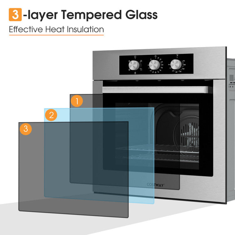 Durability and Safety First: Crafted with a 3-layer tempered glass door, this oven provides excellent heat insulation and a clear view inside. The main oven body is built from rustproof stainless steel, ensuring long-lasting performance. Plus, with built-in safeguards against overheating and overload, your safety is our priority.