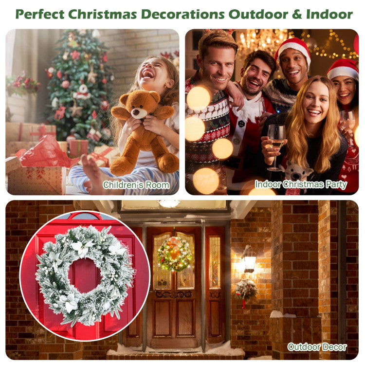 Versatile Holiday Decor: Whether gracing your indoor or covered outdoor space, this artificial wreath is a versatile and attractive addition. Perfect for Christmas and a variety of festive occasions, it can be a central focal point on your living room wall, door frames, stairs, or mantel. Add a touch of enchantment to your holiday season with this beautiful wreath.