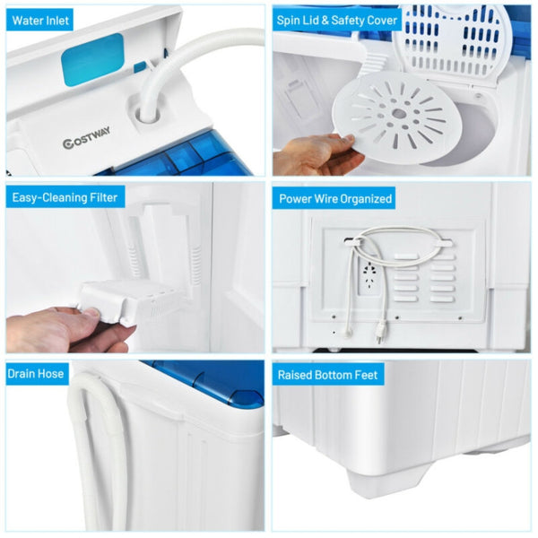 Easy Maintenance: The washing machine features a convenient filter located on the side of the cleaning barrel, effectively filtering debris during the cleaning process. The filter can be easily pulled out for cleaning. The machine's shell is also easy to clean with a damp cloth, ensuring hassle-free maintenance.