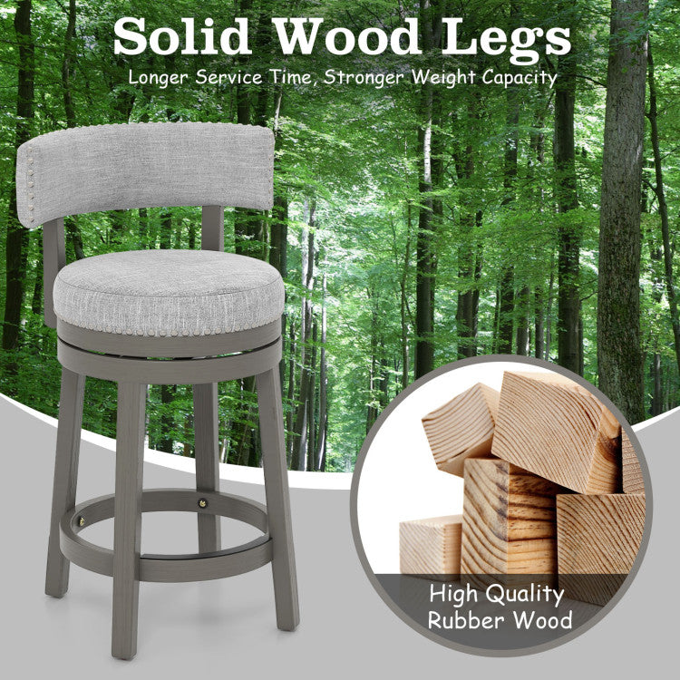 Durable Wooden Legs: Crafted with premium rubber wood legs, this contemporary swivel barstool guarantees longevity and robust weight capacity. The high-quality rubber wood construction allows this bar chair to support weights of up to 485 lbs.