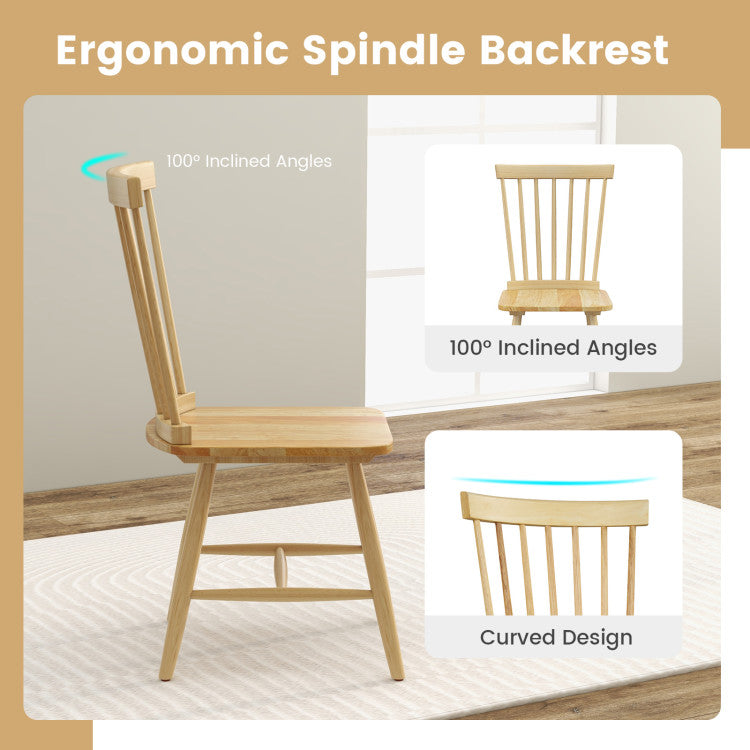 Spindle Back and Wide Seat: Indulge in supreme comfort with our Windsor chairs boasting a high spindle backrest that embraces your body's contours. The 16.5"x 17.5" wide seat provides ample room for a cozy seating experience, making every meal a delightful affair.