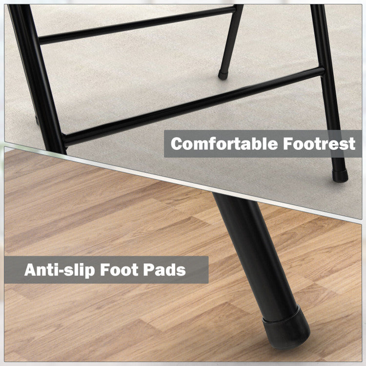 Sturdy Metal Build and Floor Protection: Crafted with a robust triangular metal frame, these chairs are built to last, ensuring stability and preventing wobbling. Anti-slip foot pads not only enhance stability but also safeguard your floors from unsightly scratches.