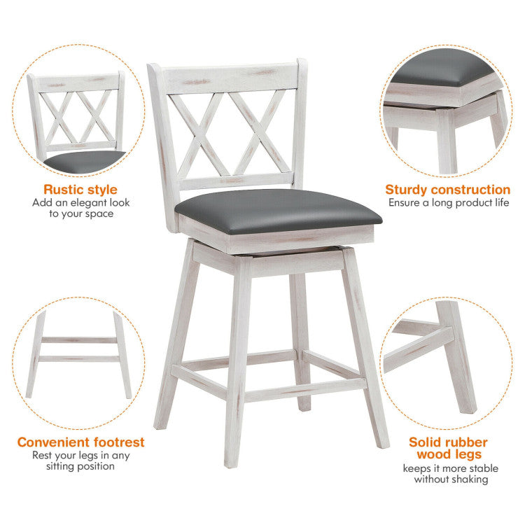 Robust and Durable Construction: Crafted from high-quality rubber wood, these bar stools feature a sturdy X-back frame design, ensuring superior stability and durability. With a weight capacity of up to 264 lbs, these stools are built to last. The solid legs guarantee a stable and wobble-free seating experience.