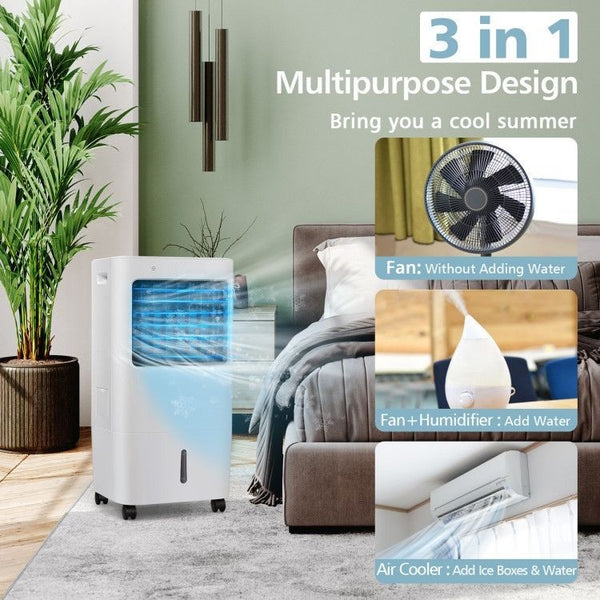 Ultimate 3-in-1 Cooling Solution: Experience the power of multi-functionality with our all-in-one air cooler, boasting refrigeration, humidification, and air purification capabilities. Say goodbye to the hassle of using multiple appliances simultaneously, as our air cooler takes care of all your needs in one compact and efficient device, making it your top choice for scorching summer days.