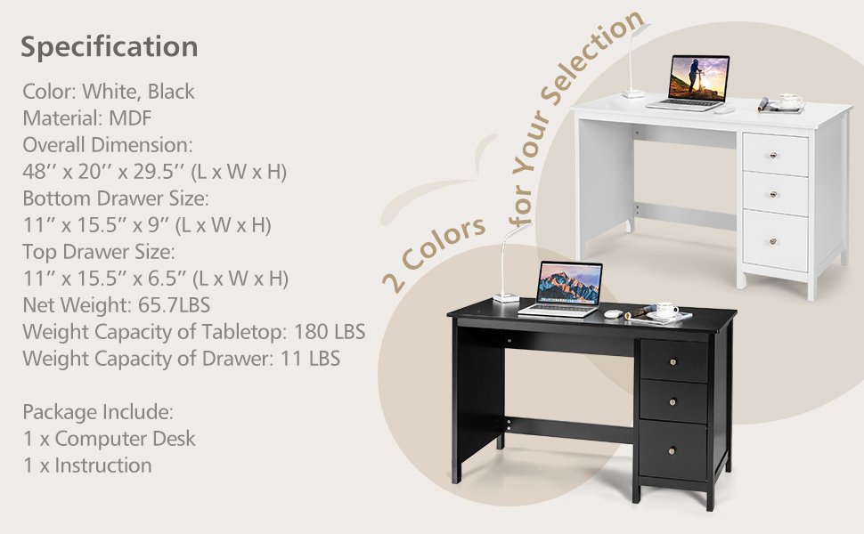 Effortless Assembly and Maintenance: Enjoy hassle-free installation with the provided manual and hardware. The smooth tabletop is easy to clean with a soft cloth, reducing maintenance efforts and keeping your workspace pristine.