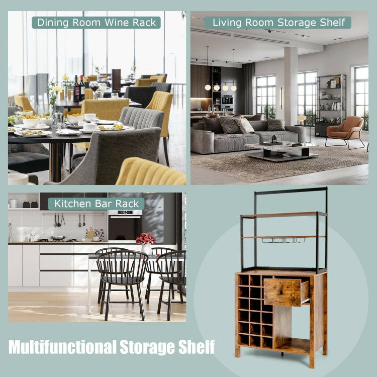 Versatile and Stylish Storage Cabinet: Elevate your home with a multifunctional storage cabinet that doubles as a wine rack, microwave stand, and display shelving. Perfect for your living room, kitchen, or dining area, this cabinet meets all your storage needs while adding a touch of elegance to your space.