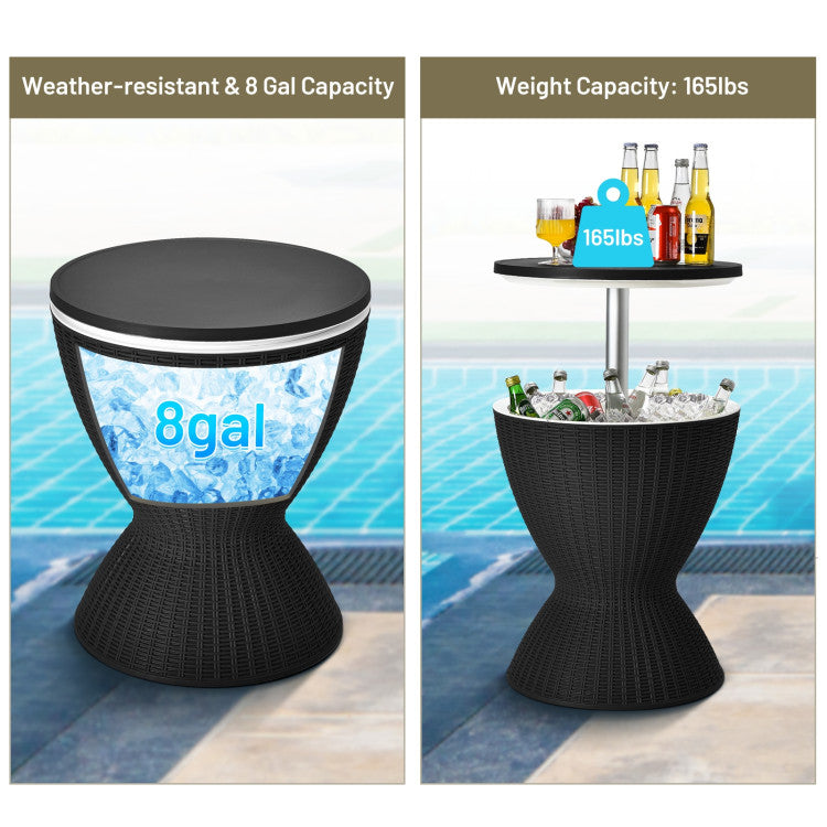 Versatile Ice Cooler and Side Table:  Beat the heat and keep your drinks cold for hours with our multipurpose ice bucket. Fill it with ice, and it becomes an excellent cooler, maintaining the perfect temperature. When the tabletop is adjusted to its lowest position, it transforms into a convenient side table for your outdoor gatherings.