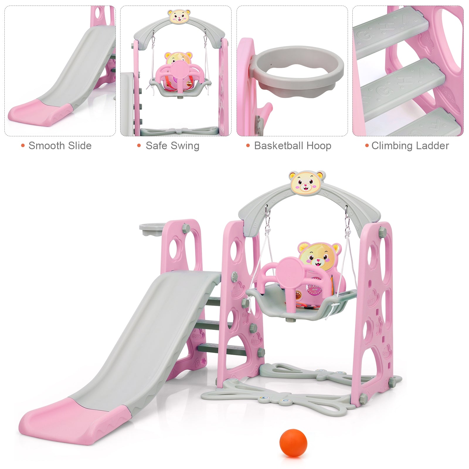 User-Friendly Design and Easy Assembly: The ladder features letter patterns to prevent slipping, ensuring additional safety for kids. The play set is designed without any burrs to protect delicate skin and prevent injuries during playtime. Assembling the set is a breeze, with clear instructions provided for quick and hassle-free setup.