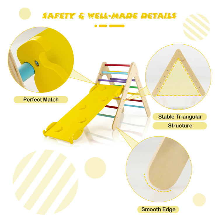 Safety First: Crafted from durable solid wood with hidden screws and rounded corners, our climbing toy ensures a safe play environment for children. ASTM and CPSIA are certified for peace of mind, making it a perfect indoor climber for kids.