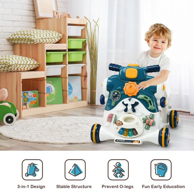 Help your child take their first steps with a baby walker. More than just a support for little walkers, modern baby walkers feature a variety of interactive features like music, speech, rattles, buttons and mirrors. They 're like a mobile play center and quickly become a child 's favorite toy as they give them a feeling of independence around the house.