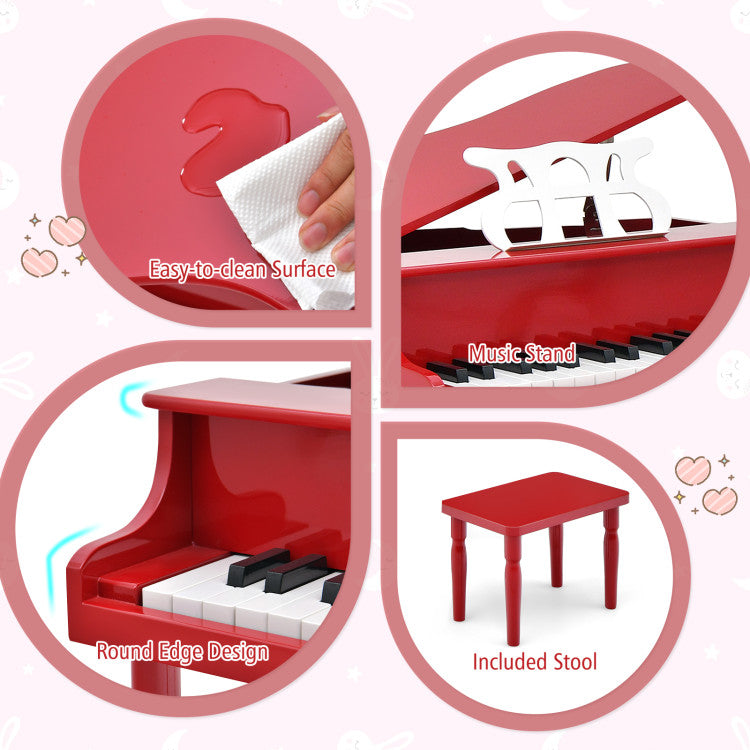 Safety First with Kids-Friendly Design: Prioritize your child's safety with our piano's rounded corners and stool edges. The smooth and glossy surfaces are skin-friendly and easy to clean, ensuring a worry-free musical experience.