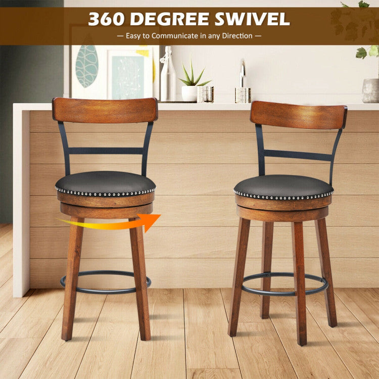 Counter Height Swivel Bar Stool: Elevate your kitchen experience with our 360-degree swivel Counter Height Bar Stool! Perfect for bistro and kitchen use, enjoy flexible movement and easy communication in any direction. The ergonomic backrest and soft PVC leather seat provide all-day comfort.
