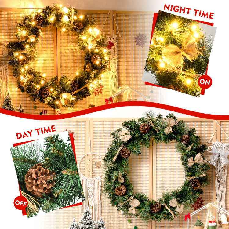 Diverse Foliage: Our wreath features a captivating blend of two types of leaves, comprising 120 pine needles and PVC leaves, creating a remarkably lifelike appearance that rivals the real thing. Elevate your holiday decor with this enchanting wreath, a captivating centerpiece that exudes festive cheer.