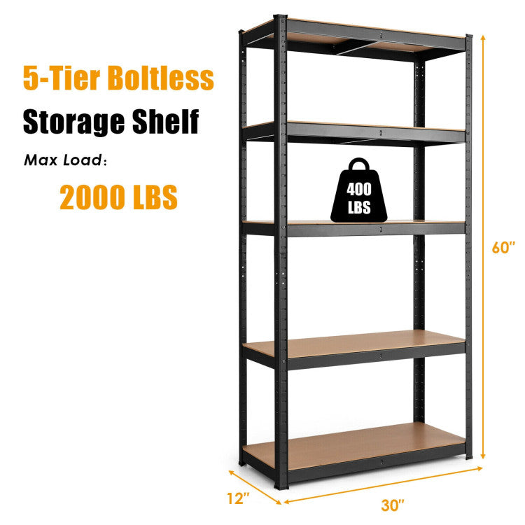 High Load Capacity: Each shelf on this 30"L x 12"W x 60"H storage rack can hold an impressive 400 pounds when using the leveling feet. Fulfill your extensive storage requirements and transform your space into a tidy and comfortable haven.