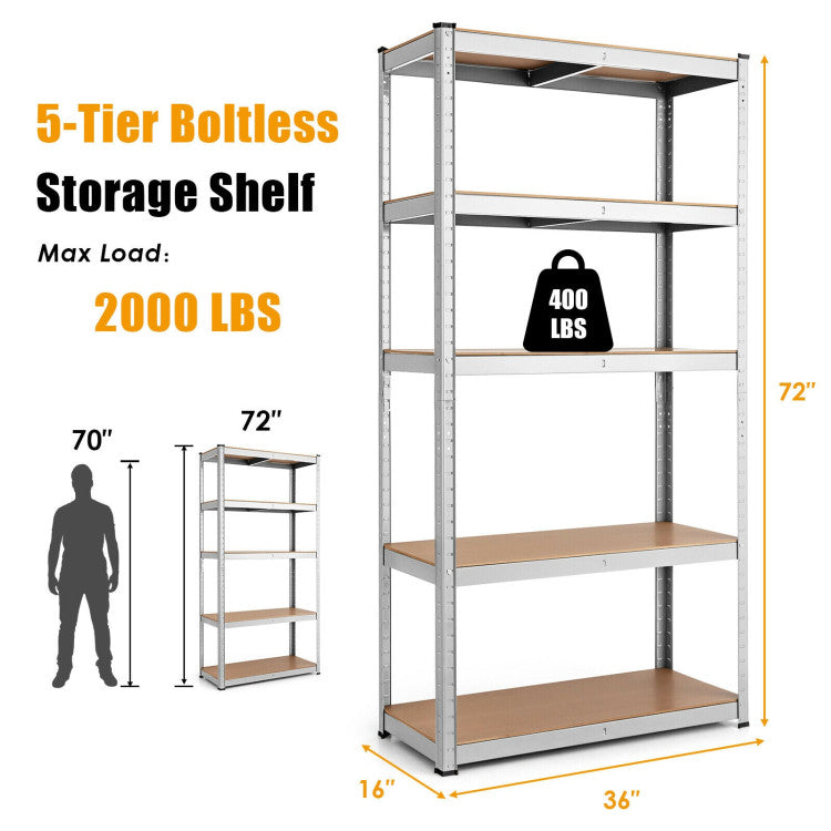 High-Capacity Storage Powerhouse: Unleash the potential of your space! Our 35.5" x 16" x 71" storage rack boasts 400 pounds per shelf on leveling feet. Experience the perfect blend of functionality and capacity, effortlessly creating a neat and comfortable environment.