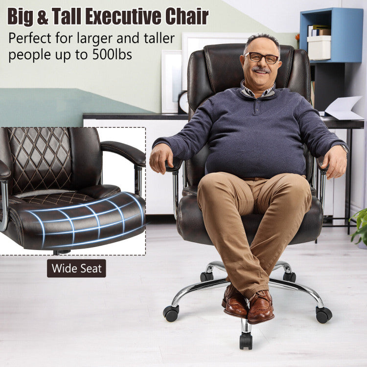 Perfect for Big and Tall Individuals: Our large swivel office chair is thoughtfully designed with oversized seats to cater to big and tall people. The heavy-duty metal base and class-4 gas rod provide exceptional support, ensuring a maximum weight capacity of up to 500 pounds.