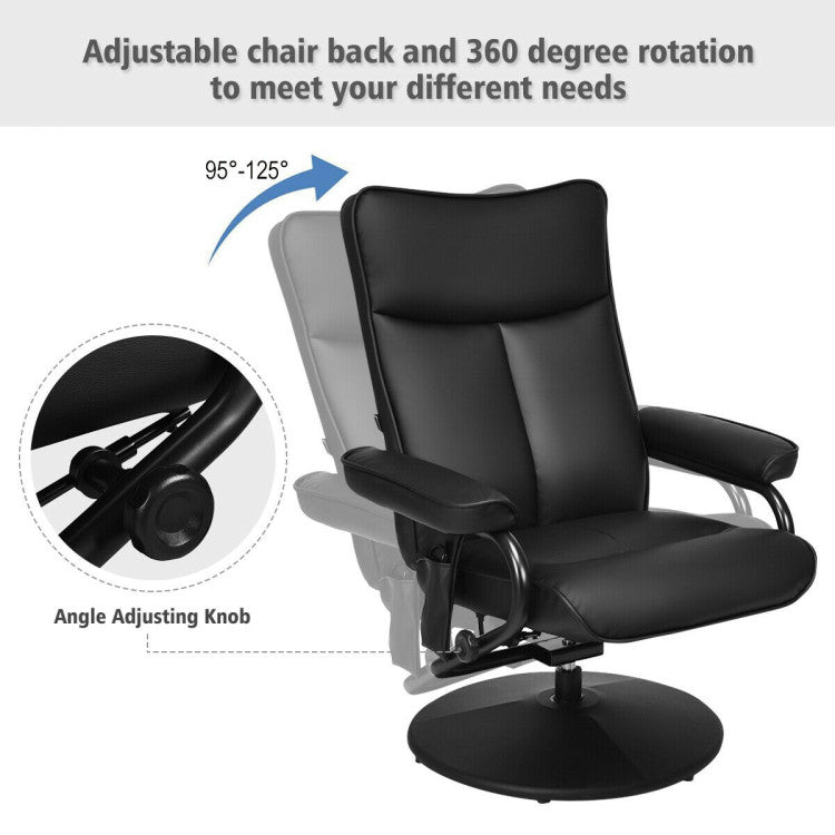 Customizable Backrest Position: Discover the epitome of comfort with our adjustable backrest, easily fine-tuned between 95 and 125 degrees. Whether you're young or old, finding the most comfortable position is a breeze. And that's not all – we've included an extra ottoman for double the comfort and versatility.