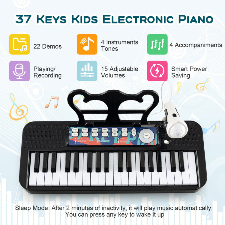 Versatile Play Options: Elevate your child's musical journey with our 37-key electronic piano featuring detachable legs for tabletop and seated play. Unleash creativity with dual play modes – perfect for toddlers to older kids. Explore music in multiple ways!