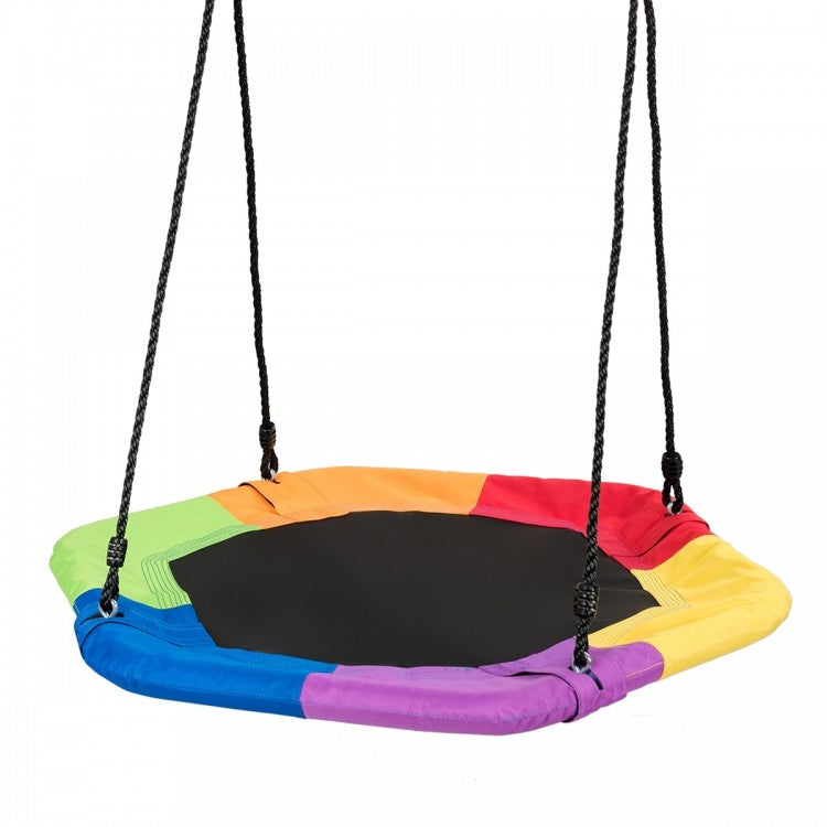 FUN USES AND IDEAL GIFT: How could you be without a fun swing project for your childhood experience? This hexagonal tree swing is a perfect gift for boys and girls to accompany their happy growth. This outdoor swing provides plenty of space for kids and parents to lie down, rock out, or look up at the sky.
