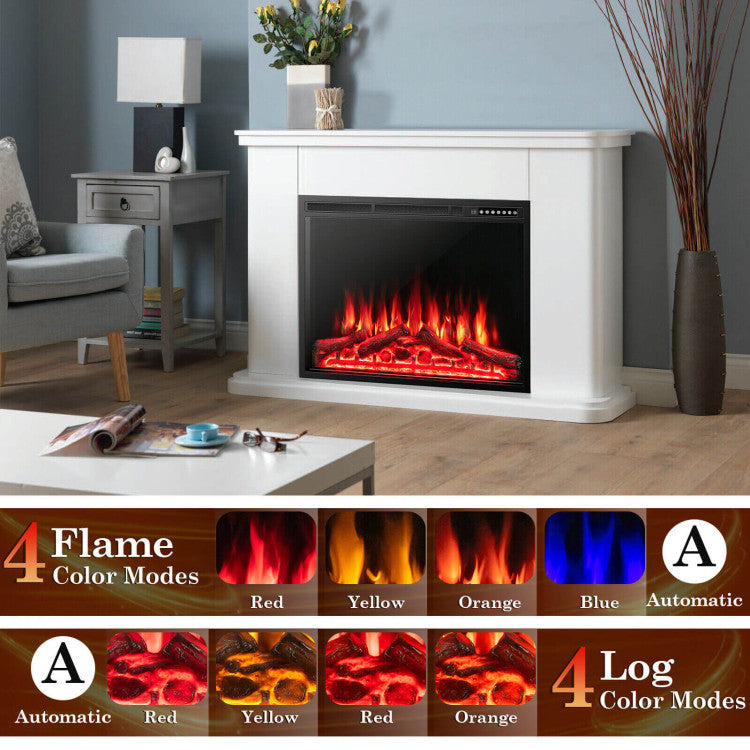 Remote-Controlled Electric Fireplace: Enjoy the convenience of dual control with a remote and LED panel. Change settings within 10 ft for a cozy atmosphere. Perfect for living rooms, bedrooms, and more.