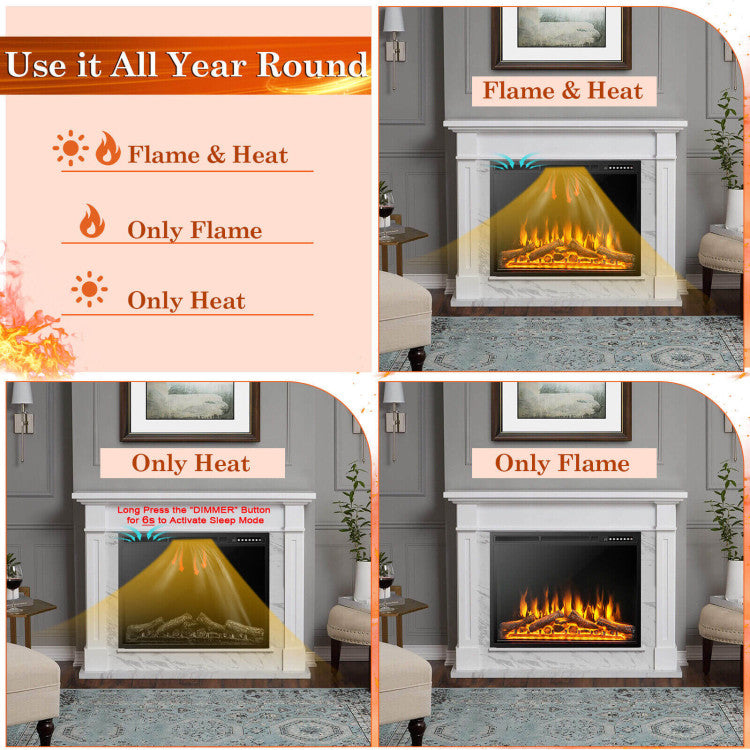 Flexible Installation: Easy assembly with clear instructions and all necessary hardware. Choose between recessed or freestanding installation on the TV cabinet. Ensure proper airflow by leaving at least 12 inches of space around the electric fireplace.