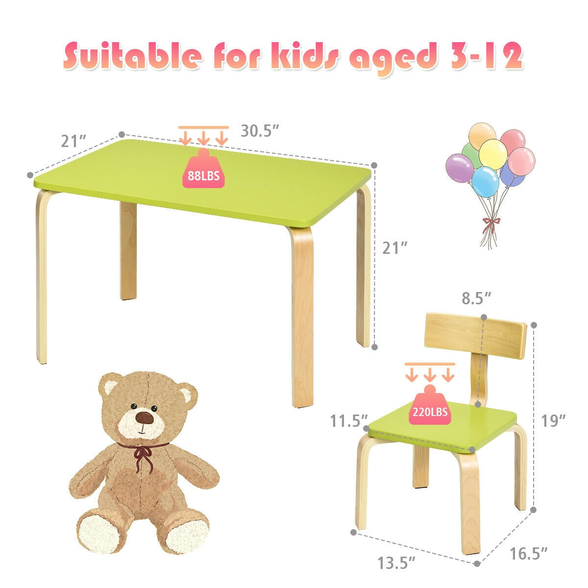 Easy Assembly & Maintenance: With detailed instructions and all hardware included, assembling this set is a breeze. The smooth surface ensures easy cleaning, allowing you to wipe away stains quickly, making it worry-free for mealtime, drawing, or studying.