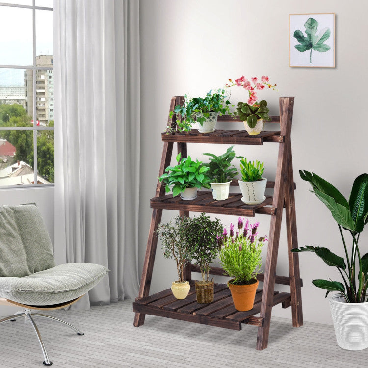 3-Tier Folding Flower Racks: Our 3-Tier Folding Flower Racks boast a sturdy and durable natural wood construction, providing the perfect platform to showcase your favorite plants. Elevate your greenery to new heights, whether it's on the balcony, in the living room, or outdoors, and enjoy a touch of nature in every space.