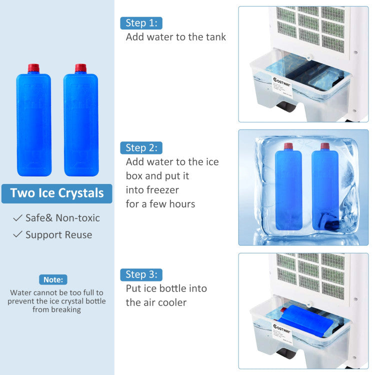 Cool and Clean Air: Experience superior cooling with the advanced honeycomb cooling pad of this air cooler. The removable and washable filter, along with the built-in anion generator, effectively reduces bacteria, room odors, and other airborne particles, ensuring cleaner and healthier air for you and your family.