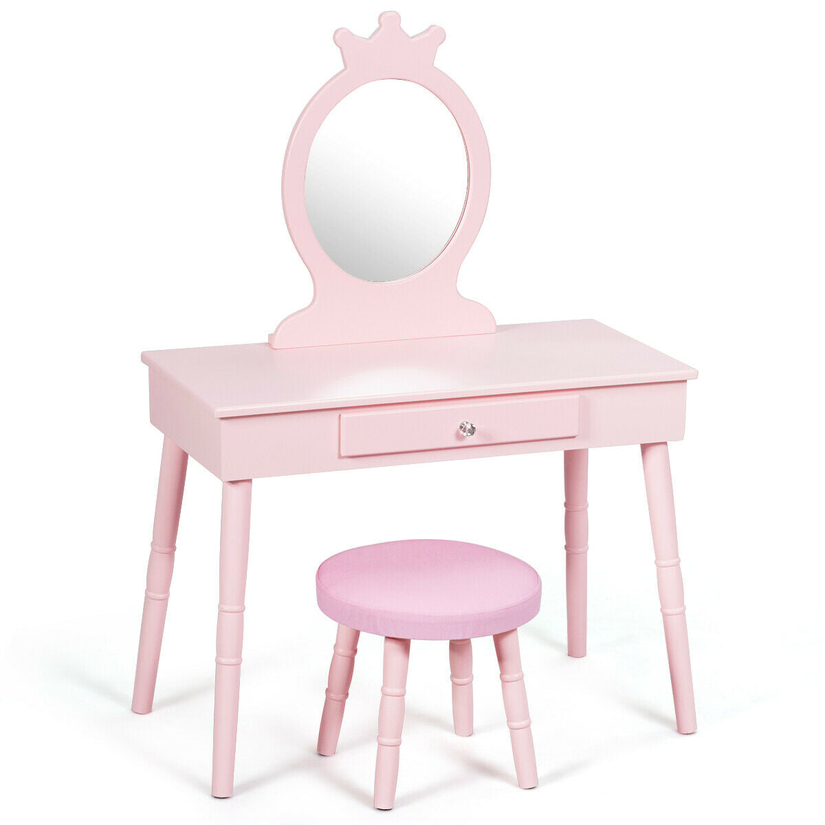 Extremely Well Built and Very Sturdy Structure:  prioritizing your child's safety. Unlike other so-called wood vanity tables that use chipboard, we have utilized a high-quality MDF frame and real wood legs. This ensures that our vanity set will serve your child much longer than those made of chipboard or plastic.