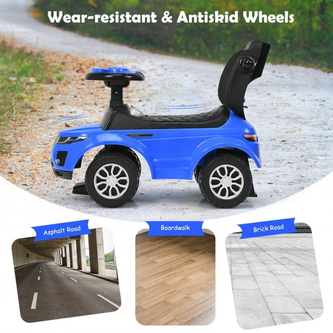 High Security: Featuring a removable push handle and safety guardrails, the 3 in 1 ride-on toy ensures the safety of children while driving. The non-slip and wear-resistant wheels are suitable for a variety of flat roads, allowing your babies to start their own adventures. Besides, the anti-roll board can effectively prevent the car from overturning.