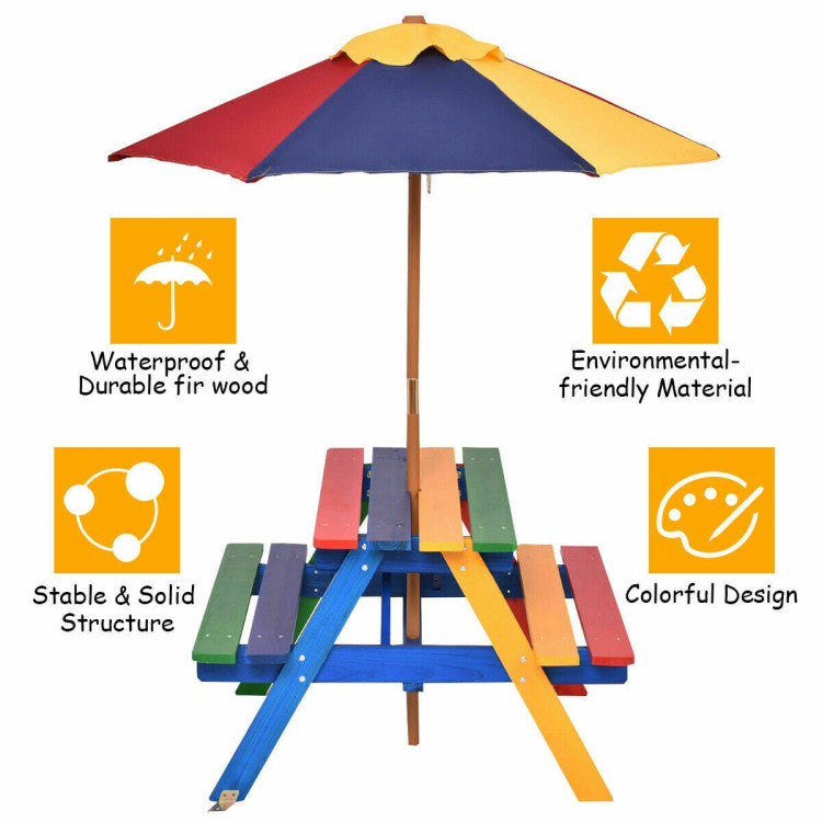 Strong and Durable Build: Our picnic tables feature a robust A-shape frame and reinforced horizontal bars on both sides, ensuring a sturdy construction that can support up to 135 lbs (table) and 132 lbs (benches) each. The steel umbrella shank is designed to remain stable even on windy days. Setting up is a breeze with our detailed instructions.