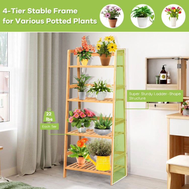 4-layer Large Space: Maximize your space with our 4-tier ladder shelf, designed to make the most of your vertical space. The width expands from top to bottom, providing ample room for items of all sizes. With each tier standing at 11.5 inches high, it caters to all your household storage needs efficiently.