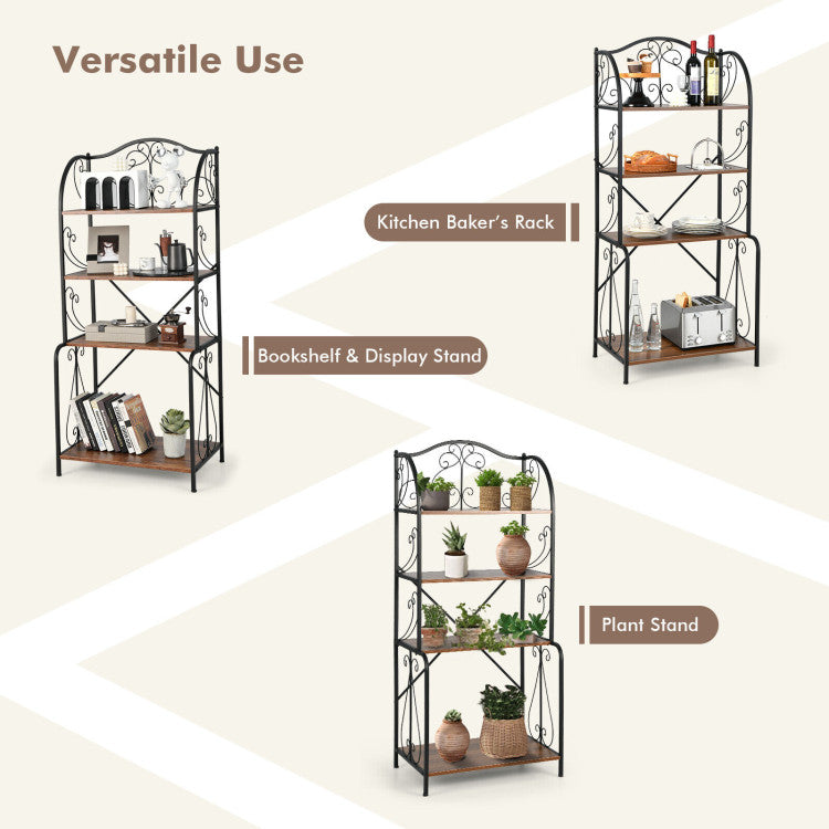 Versatile and Effortless Assembly: Beyond its role as a kitchen baker's rack, this versatile unit doubles as a plant stand, bookshelf, or display shelf for your living room or study. With hassle-free assembly, thanks to the illustrated instructions and complete accessories, you can enjoy the benefits of enhanced storage and aesthetic appeal in no time.