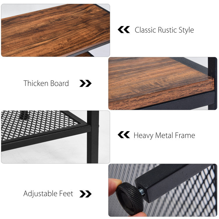 Robust and Durable Build: Crafted with a solid metal frame and 0.6" thick boards, our baker's rack boasts premium bearing capacity. The wooden layer supports up to 66 lbs, while the grid layer handles 44 lbs with ease. The thickened iron pipes ensure durability, resisting rust and deformation.