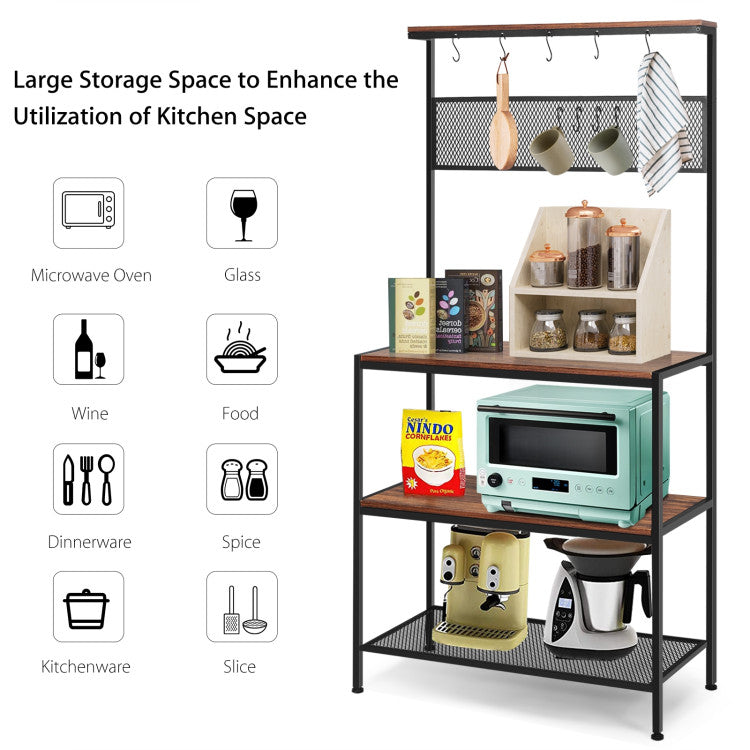 Spacious Organization: Maximize your storage potential with the 4-tier shelf, offering ample and classified space. From spice jars on the narrow top shelf to heat-resistant layers for electric appliances and a ventilated grid layer for vegetables, stay organized effortlessly.