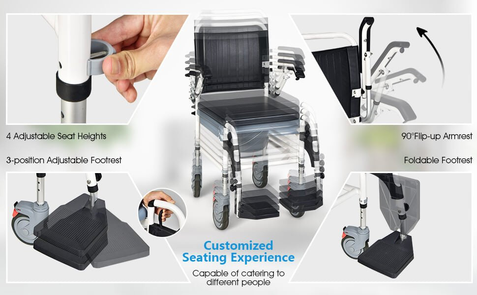 Customizable Comfort: Tailor the chair to your preferences with 4 adjustable height positions, ranging from 36.5" to 39.5". This accommodates users of various heights and caters to diverse needs. Additionally, the footrests offer 3 height adjustments, letting you find the perfect leg and foot support.