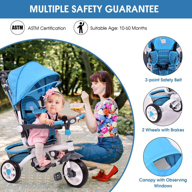 Secure Ride with 3-Point Harness: Ensure your child's safety with the 3-point safety belt, providing a secure seating experience. The removable canopy offers versatile UV protection or a sunny delight.
