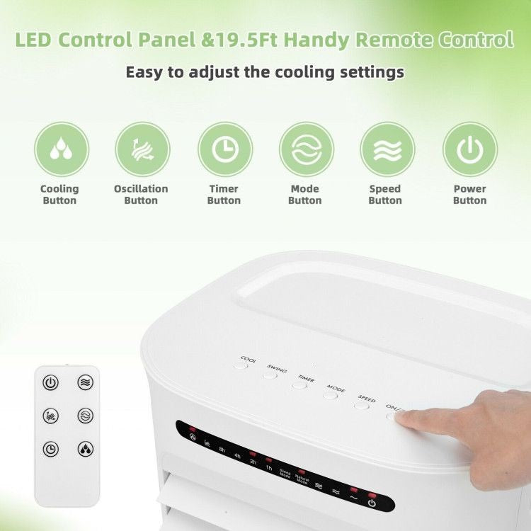 Easy Control and Remote Access: Take full control of your cooling experience with our top control panel. Adjust the speed, mode, timer, oscillation, and more with ease. For added convenience, we've included a 19 ft remote control, allowing you to operate the air cooler from the comfort of your bed or couch.