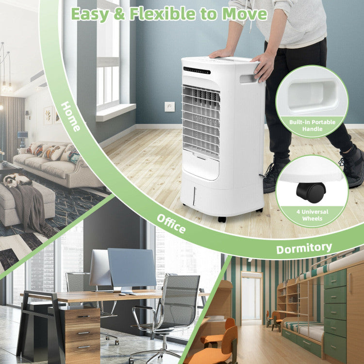 Portable and Safe Design: Stay cool wherever you go! Our air cooler features 4 universal casters and built-in handles for effortless mobility. Move it from room to room effortlessly, ensuring cool comfort throughout your home. Safety is our priority, which is why we've incorporated a bladeless design, 24-hour auto shut-off function, overheat protection, and a water shortage alarm, offering you peace of mind while you enjoy the refreshing breeze.