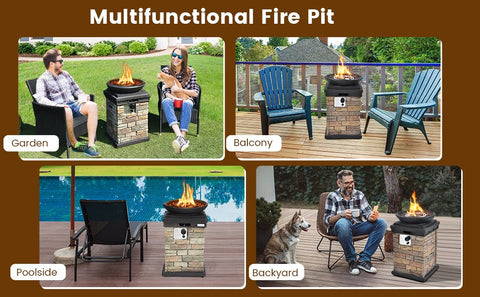 Multifunctional Fire Pit: Create a delightful outdoor living space whether in the garden, balcony, poolside, or backyard. Not only that, this fire pit offers 40,000 BTUs of safe and stable combustion, is made from fire-resistant materials for superior durability, is simple and easy to use, and is ideal for your leisure and entertainment needs.