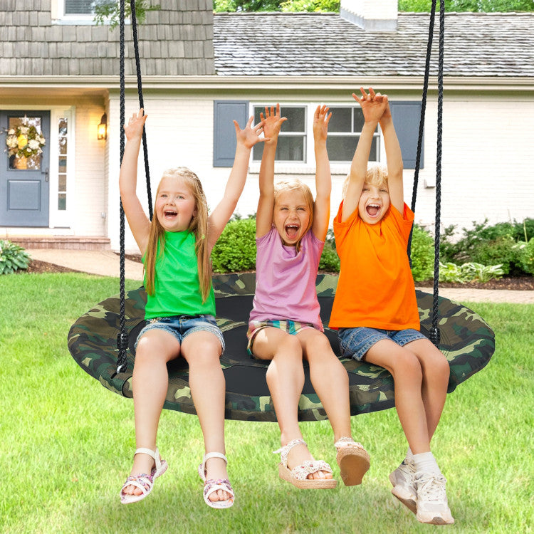 Interesting Uses and Ideal Gifts: How can an interesting childhood experience lack the swinging project? This round tree swing is the perfect gift for boys and girls, which can accompany them to grow up happily. This outdoor swing provides children and parents with ample space to lie down, swing, or watch the sky.