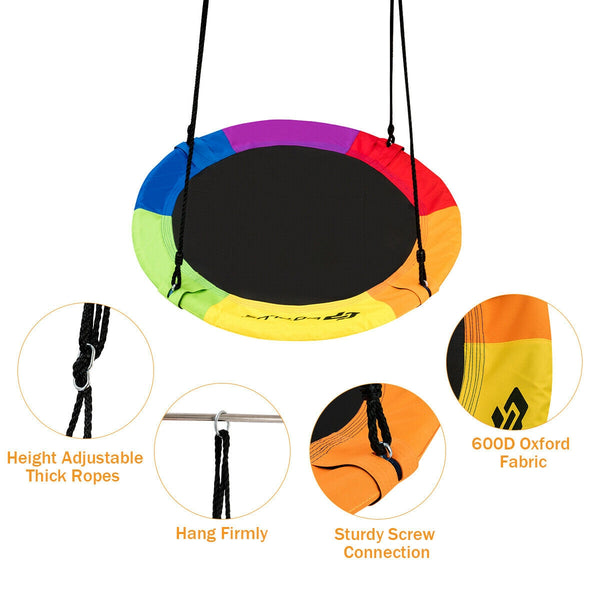 Adjustable Height for Customized Experience: The rope measures 63 inches in length and can be easily adjusted to your desired height, ranging from 40 inches to 63 inches. This allows you to adapt the swing's height according to your children's preferences and changing needs.