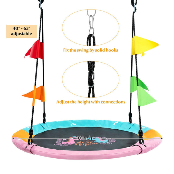 Eight Adjustable Swinging Heights: This versatile swing is designed to accommodate children of all ages and heights, providing them with a fantastic flying experience. With two S-shaped hooks and adjustable ropes, you can easily change the swing's height from 40" to 63", ensuring the perfect fit for any occasion or preference.