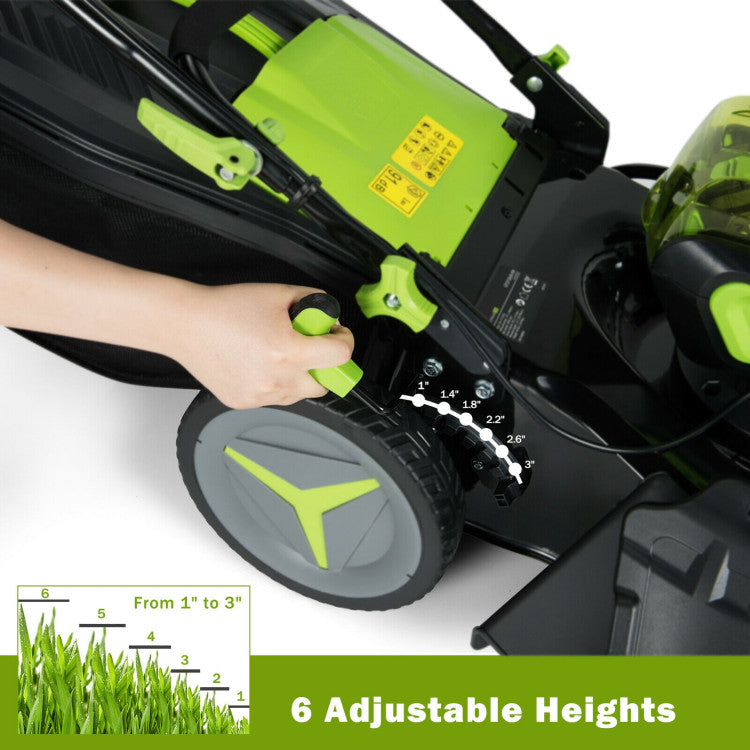 Tailored to Perfection: Customize your lawn's look with six adjustable cutting heights, ranging from 1" to 3". The 18" deck cordless mower comes with a user-friendly height adjustment handle, making it a breeze to adapt to different grass types and growth patterns.